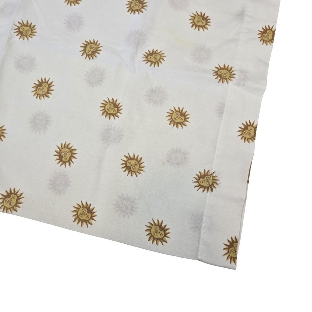 Vintage 90s Springs Celestial Sun Face Pillowcase White Standard Made in USA